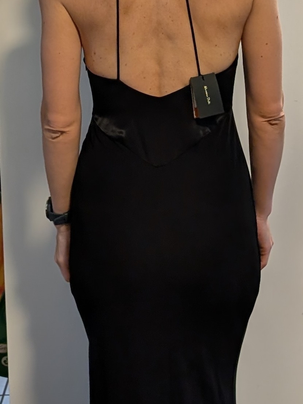 Massimo Dutti Black Backless Slip Maxi Dress